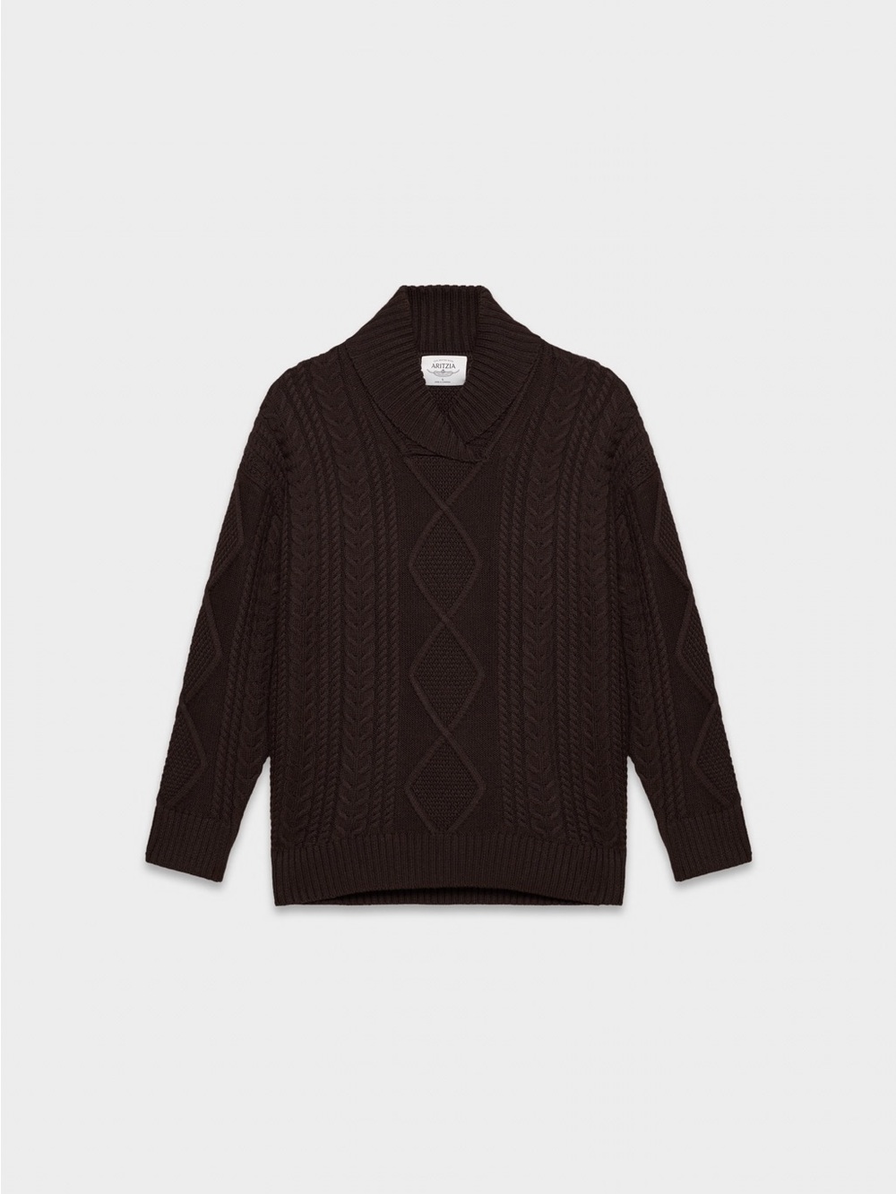 Aritzia 100% Merino Wool Cable Knit Dark Brown Sweater - Picture 3 of 6